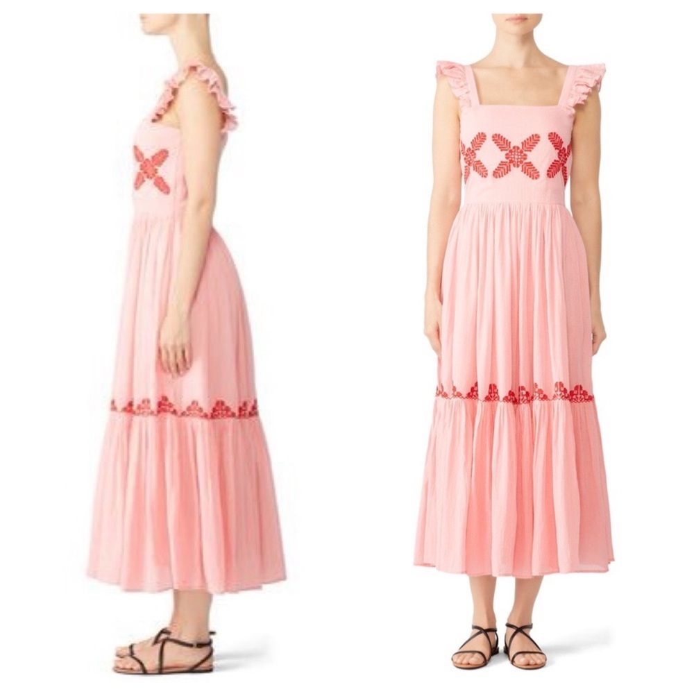 Carolina K pink embroidered Kuna‎ dress size large